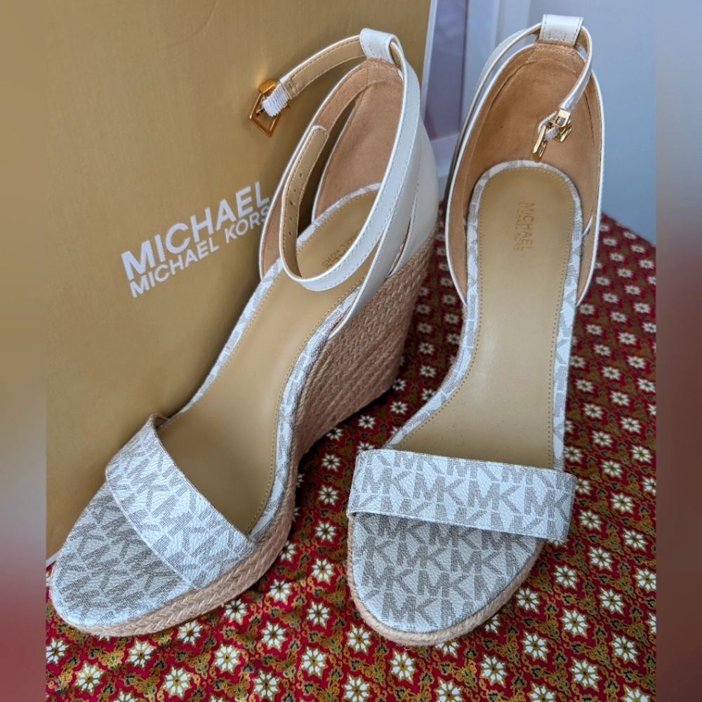 NIB Michael Kors monogram wedges